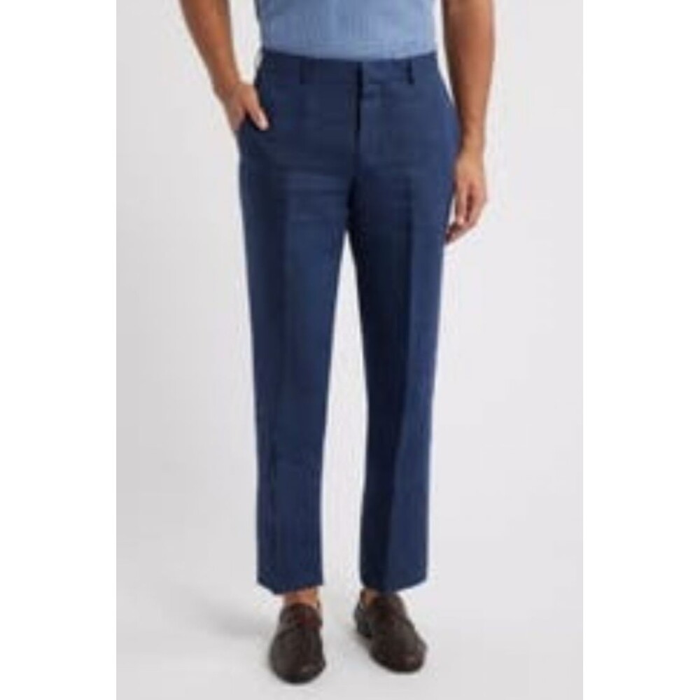 Nordstrom Men’s NWT Henrik Trim Fit Linen Suit Separate Pants Navy Size 38W